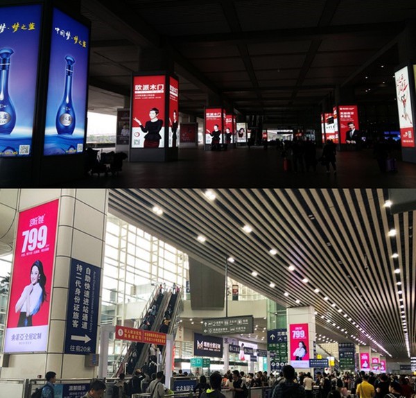 索菲亞全屋定制高鐵站包柱燈箱廣告