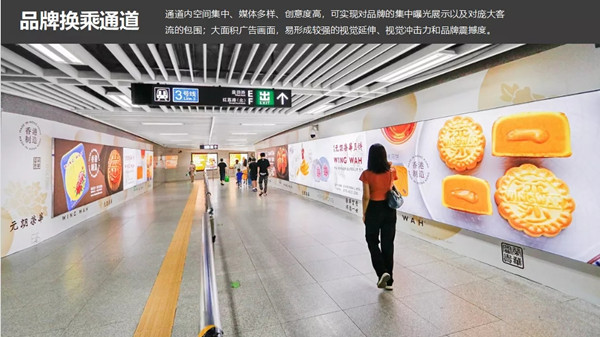 元朗榮華冰皮月餅深圳地鐵品牌換乘通道廣告